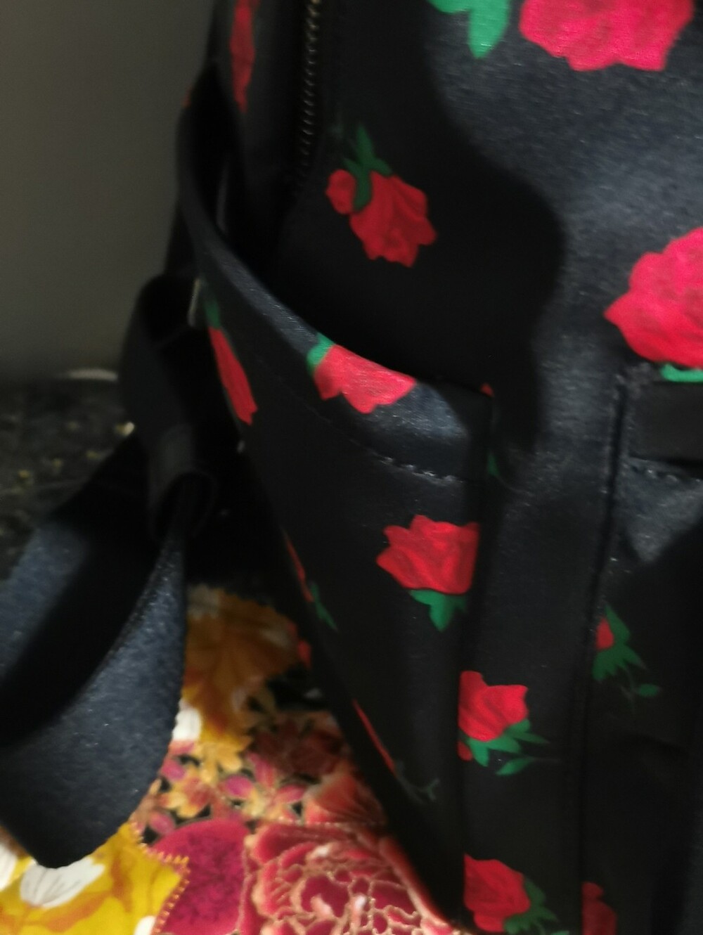 kate spade Black Backpack with Red Rose Print - Picture 11 of 16